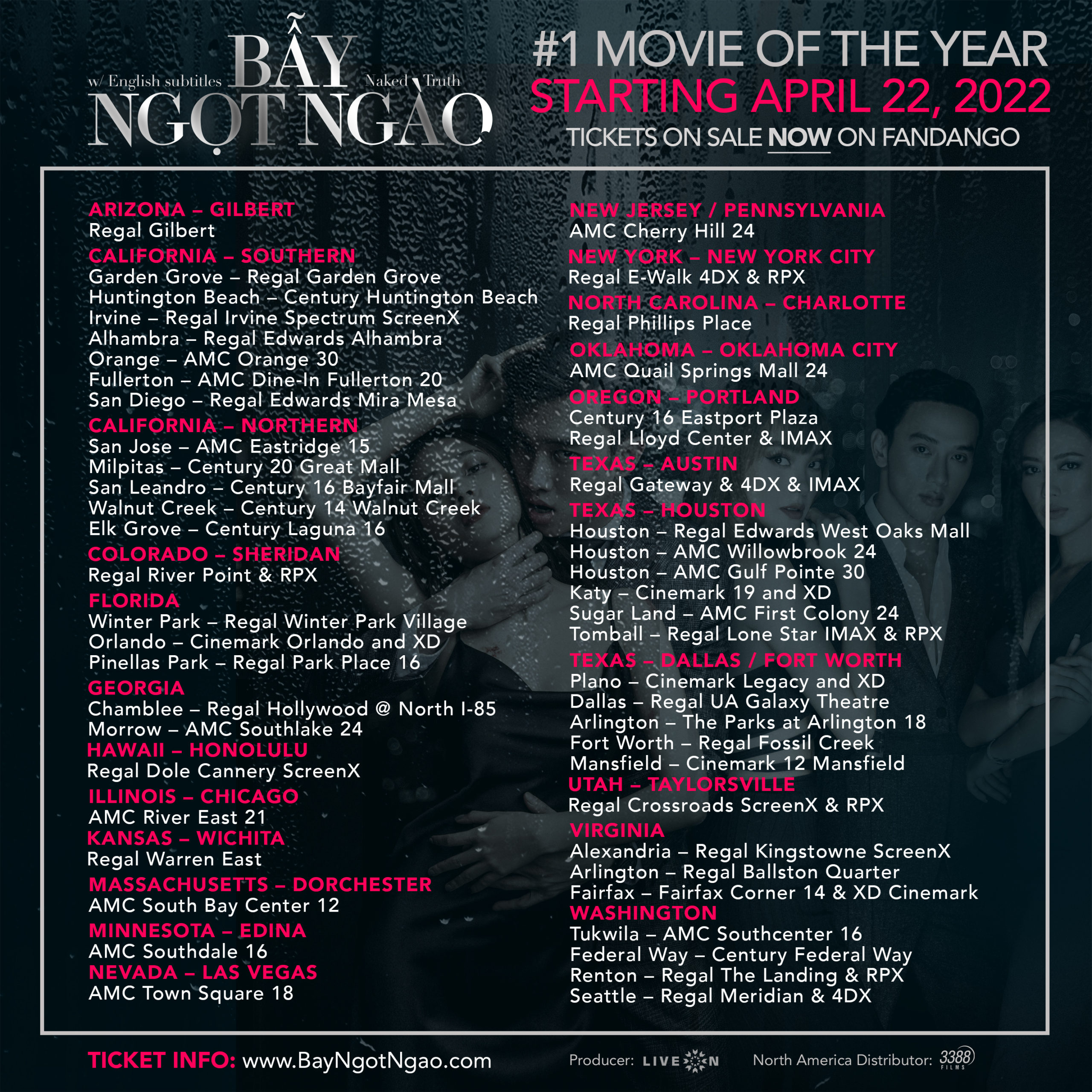 Bay Ngot Ngao US Release Theater List